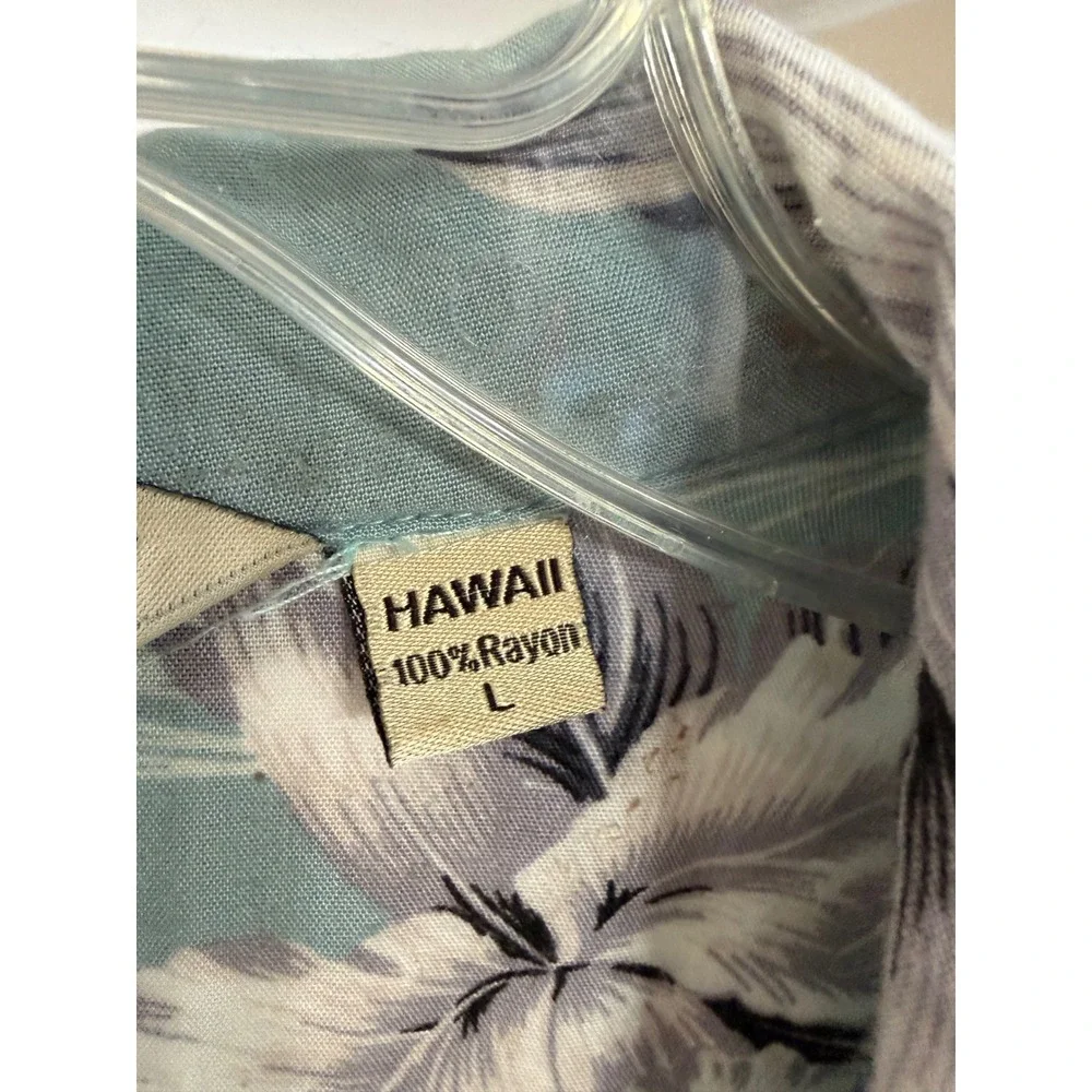 Hula Hula Hawaii‎ Mens Large Blue Floral Rayon Aloha Shirt Coconut Buttons